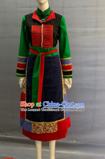Chinese Yunnan Ethnic Female Garment Costume Traditional Blang Nationality Festival Clothing Pulang Minority Folk Dance Uniforms and Black Hat