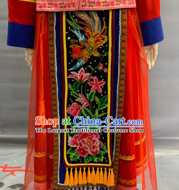 Chinese She Nationality Clothing Minority Folk Dance Dress Uniforms Guangdong Ethnic Festival Garment Costume and Silver Headwear