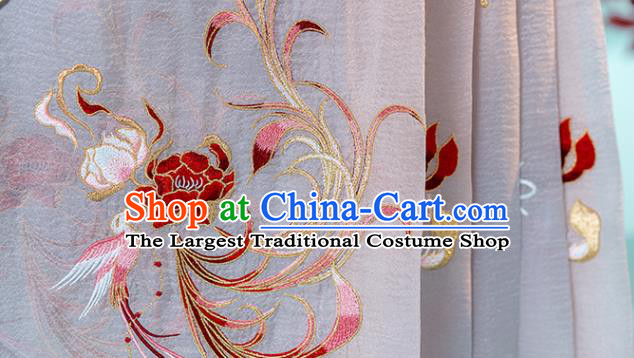 China Ming Dynasty Court Princess Historical Clothing Ancient Nobility Woman Embroidered Hanfu Dress Garments Complete Set