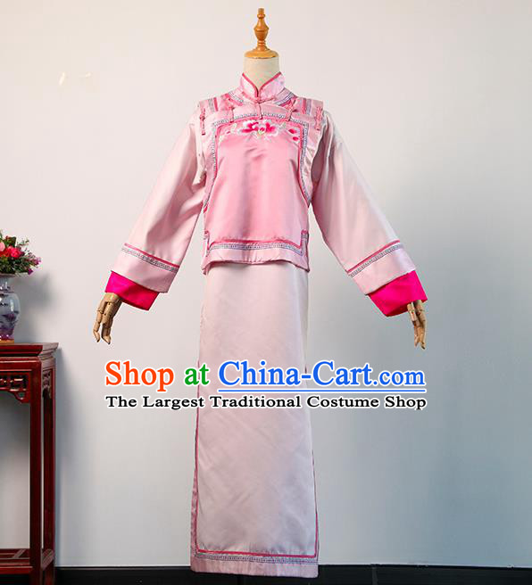 China Traditional Drama Jade Palace Lock Heart Luo Qingchuan Clothing Ancient Palace Maid Pink Dress Cosplay Qing Dynasty Court Lady Garments