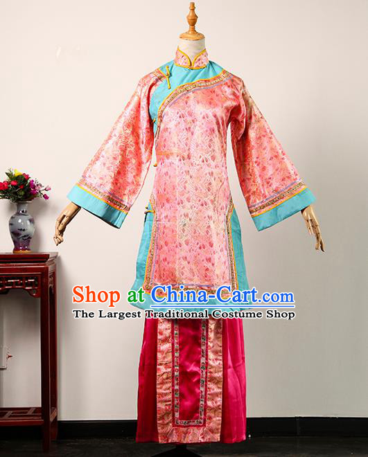 China Ancient Noble Consort Pink Blouse and Rosy Skirt Qing Dynasty Garments Traditional Drama Treading On Thin Ice Court Woman Clothing