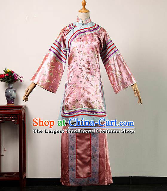 China Ancient Royal Ranee Pink Blouse and Skirt Qing Dynasty Garments Traditional Drama Treading On Thin Ice Noble Woman Clothing