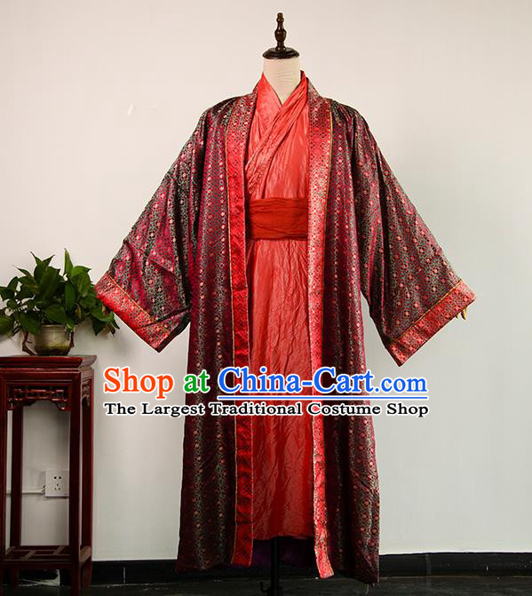 Chinese Song Dynasty Bridegroom Red Robe Apparels Ancient Official Clothing Drama The Story Of MingLan Cosplay Gu Tingye Garment Costume