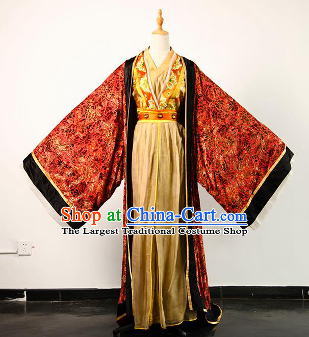 China Ancient Queen Wu Meiniang Hanfu Dress Tang Dynasty Court Woman Garments Traditional Drama Empress Clothing