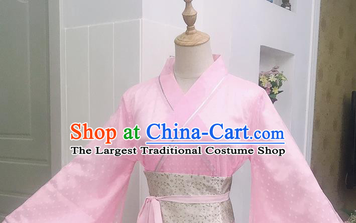 China Ancient Noble Lady Pink Hanfu Dress Cosplay Han Dynasty Palace Beauty Garments Traditional Drama Wulung Prince Huo Shuixian Clothing