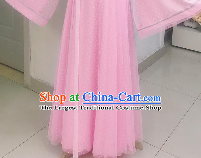 China Ancient Noble Lady Pink Hanfu Dress Cosplay Han Dynasty Palace Beauty Garments Traditional Drama Wulung Prince Huo Shuixian Clothing
