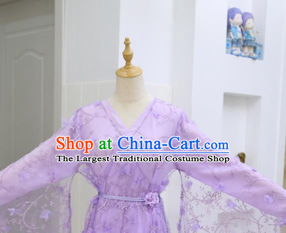 China Cosplay Swordswoman Garments Traditional Drama The honey sank like frost Jin Mi Clothing Ancient Flower Fairy Purple Hanfu Dress