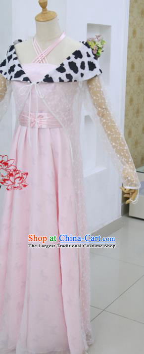 China Ancient Young Beauty Pink Hanfu Dress Cosplay Swordswoman Garments Traditional Drama Shui Yue Dong Tian Yin Tianxue Clothing