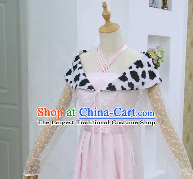 China Ancient Young Beauty Pink Hanfu Dress Cosplay Swordswoman Garments Traditional Drama Shui Yue Dong Tian Yin Tianxue Clothing