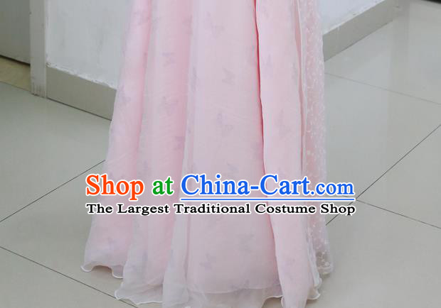 China Ancient Young Beauty Pink Hanfu Dress Cosplay Swordswoman Garments Traditional Drama Shui Yue Dong Tian Yin Tianxue Clothing