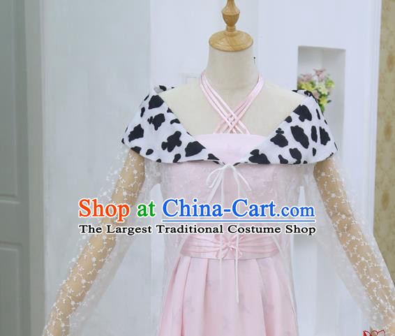 China Ancient Young Beauty Pink Hanfu Dress Cosplay Swordswoman Garments Traditional Drama Shui Yue Dong Tian Yin Tianxue Clothing