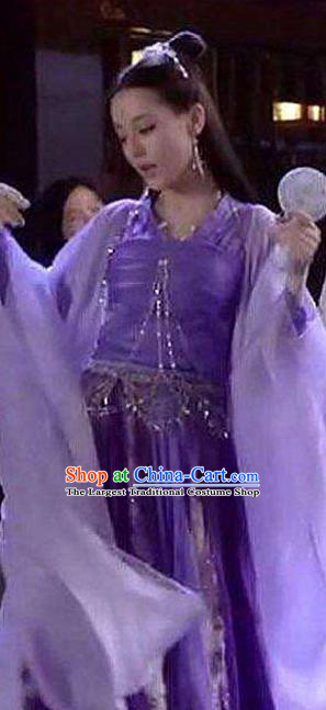 China Ancient Imperial Consort Purple Hanfu Dress Cosplay Fox Fairy Garments Traditional Drama Sansheng Sanshi Pillow Bai Fengjiu Dance Clothing