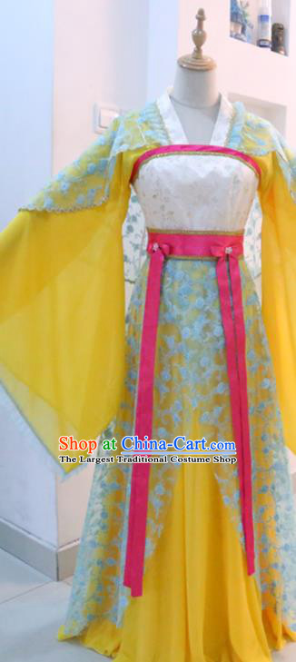 China Ancient Palace Princess Yellow Hanfu Dress Cosplay Ming Dynasty Court Lady Garments Traditional Drama A Legend Shaolin Zhu Ruoqin Clothing