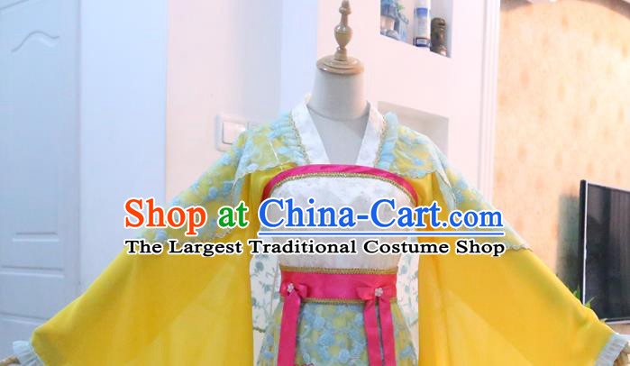 China Ancient Palace Princess Yellow Hanfu Dress Cosplay Ming Dynasty Court Lady Garments Traditional Drama A Legend Shaolin Zhu Ruoqin Clothing