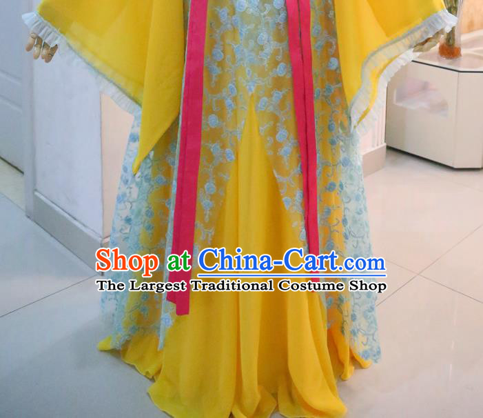 China Ancient Palace Princess Yellow Hanfu Dress Cosplay Ming Dynasty Court Lady Garments Traditional Drama A Legend Shaolin Zhu Ruoqin Clothing