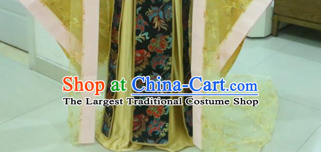China Ancient Queen Yellow Hanfu Dress Cosplay Tang Dynasty Court Woman Garments Traditional Drama Empress Wu Mei Niang Clothing