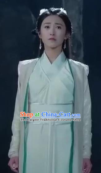 China Ancient Swordswoman White Hanfu Dress Cosplay Fairy Princess Garments Traditional Drama Novaland The Castle in the Sky Yi Fuling Clothing