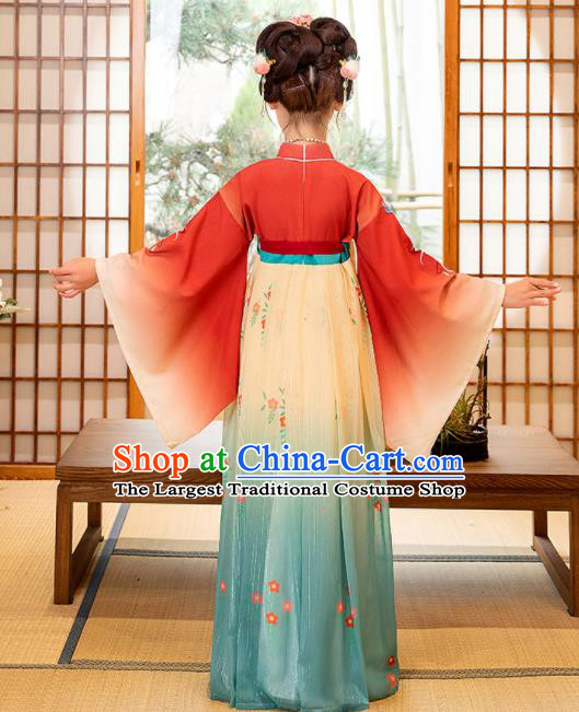 Chinese Ancient Tang Dynasty Princess Garments Children Classical Dance Clothing Traditional Hanfu Dress
