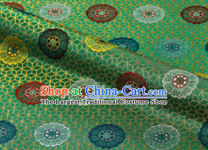 Japanese Traditional Cloth Fabric Kimono Green Brocade Nishijin Tapestry Satin Classical Pattern Damask
