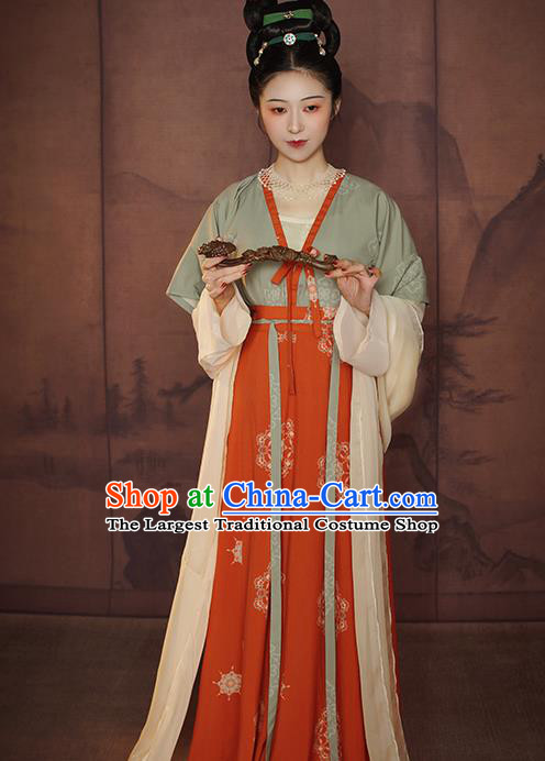 China Traditional Tang Dynasty Palace Lady Historical Clothing Ancient Court Beauty Hanfu Dress Garments for Women