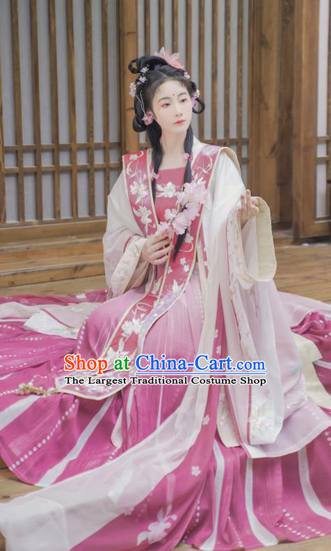 China Traditional Hanfu Garments Song Dynasty Palace Princess Historical Clothing Ancient Imperial Consort Dress