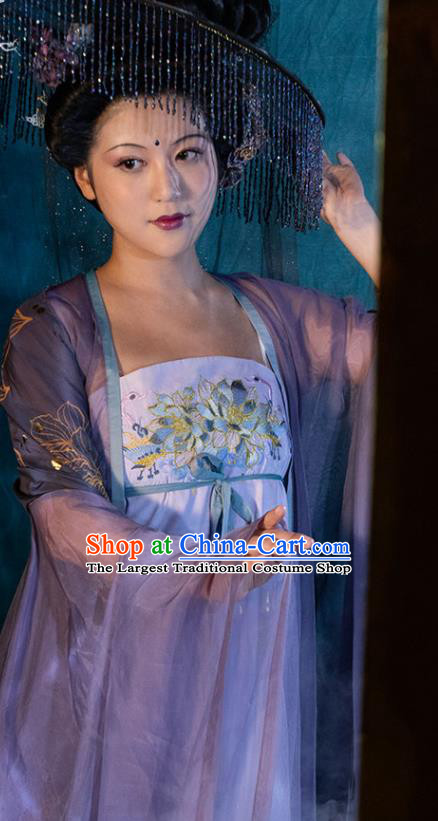 China Ancient Imperial Concubine Hanfu Dress Tang Dynasty Consort Yang Historical Clothing Traditional Court Beauty Garments