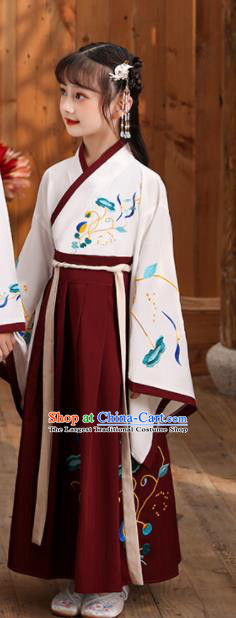Chinese Classical Dance Performance Clothing Traditional Spring and Autumn Period Children Hanfu Dress Ancient Girl Student Garments