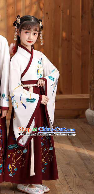 Chinese Classical Dance Performance Clothing Traditional Spring and Autumn Period Children Hanfu Dress Ancient Girl Student Garments