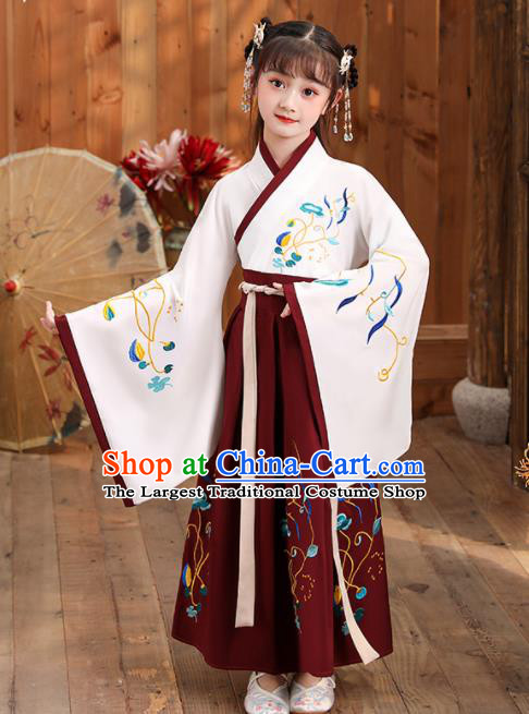 Chinese Classical Dance Performance Clothing Traditional Spring and Autumn Period Children Hanfu Dress Ancient Girl Student Garments