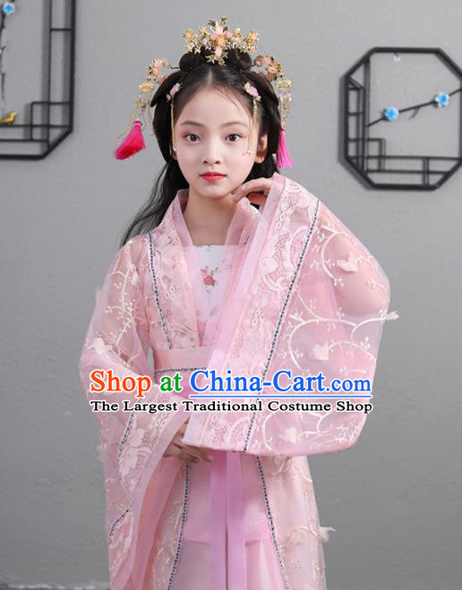 Chinese Classical Dance Performance Clothing Traditional Tang Dynasty Imperial Consort Pink Hanfu Dress Ancient Girl Princess Garments