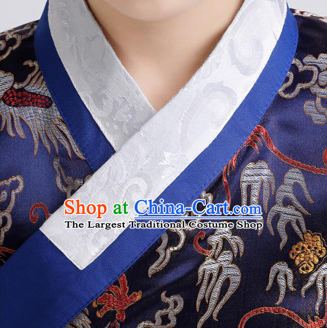 China Ming Dynasty Boys Imperial Guards Clothing Ancient Children Swordsman Garment Costume Traditional Blue Feiyu Robe