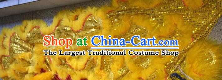 China Southern Lion Dance Performance Costumes Lion Dancing Competition Uniforms Handmade Yellow Fur Lion Head