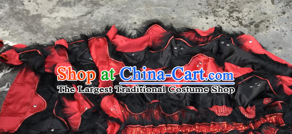 China Spring Festival Lion Dancing Competition Uniforms Handmade Green Lion Head Southern Lion Dance Performance Black Fur Costumes