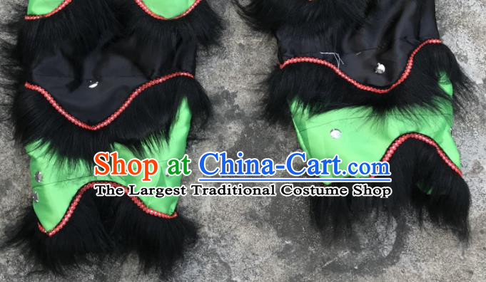 China Southern Lion Dance Performance White Fur Costumes Spring Festival Lion Dancing Competition Uniforms Handmade Green Lion Head