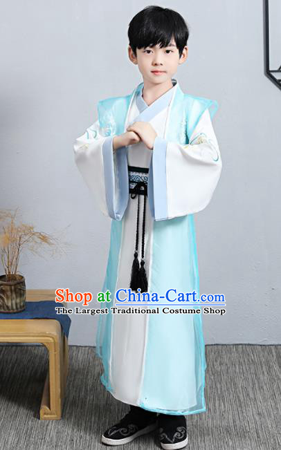 China Ancient Swordsman Garment Costume Traditional Young Childe Uniforms Ming Dynasty Boys Scholar Clothing