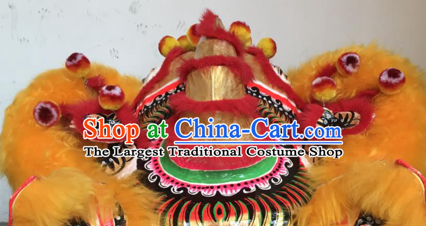 China Southern Lion Dance Competition Uniforms Spring Festival Lion Dancing Performance Costumes Handmade Yellow Fur Lion Head