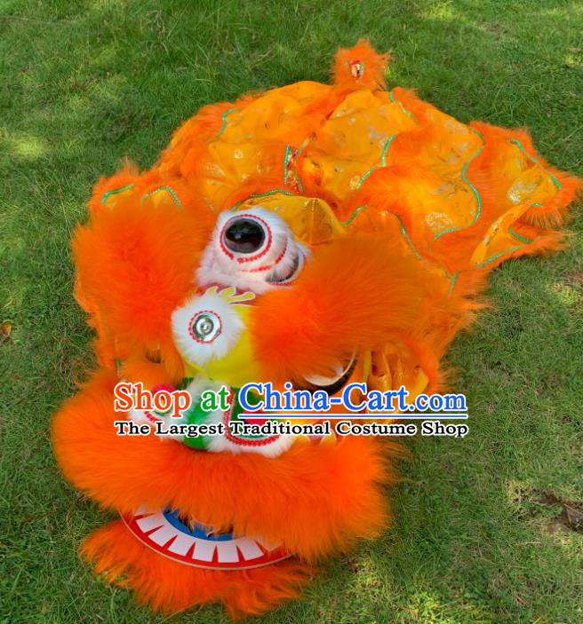 China Spring Festival Lion Dancing Costumes Handmade Children Orange Fur Lion Head South Lion Dance Performance Uniforms