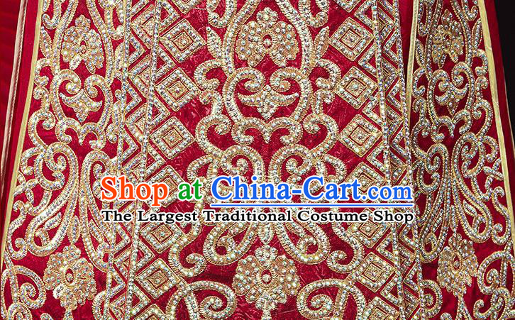 China Traditional Wedding Red Garment Costumes Classical Xiuhe Suits Embroidered Diamante Dress Bride Toast Clothing