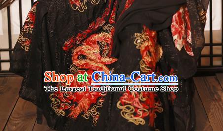 China Traditional Jin Dynasty Noble Prince Historical Clothing Ancient Scholar Embroidered Black Hanfu Garment Costumes for Men