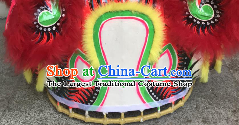 China Spring Festival Lion Dancing Performance Costumes Handmade Red Fur Lion Head Southern Lion Dance Competition Uniforms