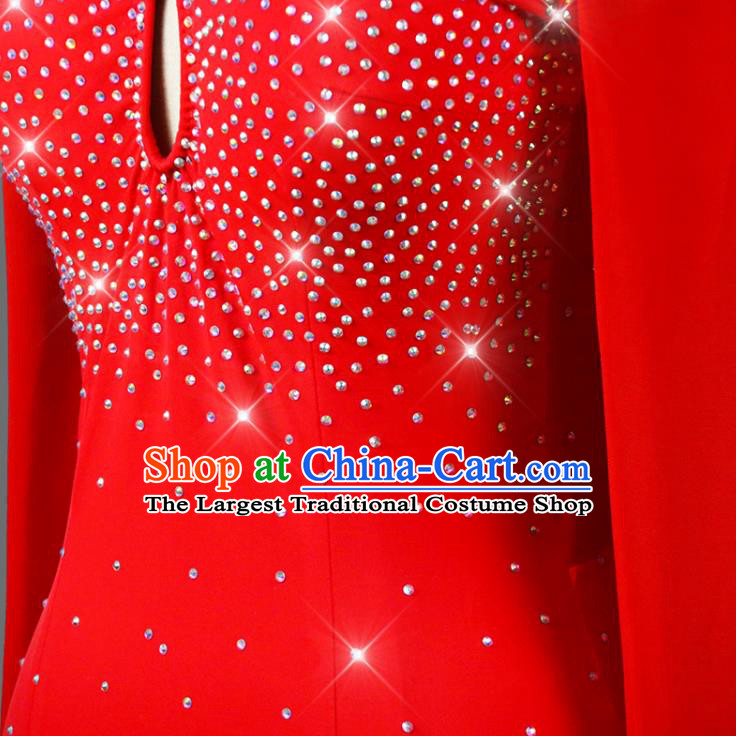 Professional Cha Cha Fashion Latin Dance Red Tassel Dress Modern Dance Costume Women Dancing Competition Clothing