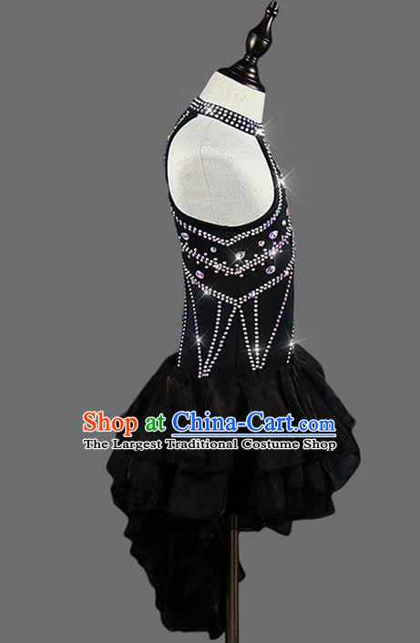 Professional Women Cha Cha Competition Costume Dancing Clothing Rumba Dance Fashion Latin Dance Black Lace Dress