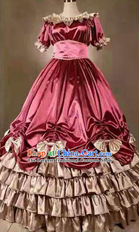 Top Halloween Performance Full Dress European Middle Ages Garment Clothing Gothic Princess Pink Dress Western Court Formal Costume