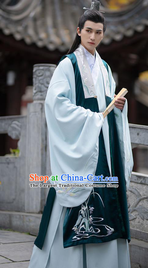 China Traditional Ming Dynasty Royal Prince Embroidered Hanfu Garments Ancient Noble Childe Historical Clothing for Men