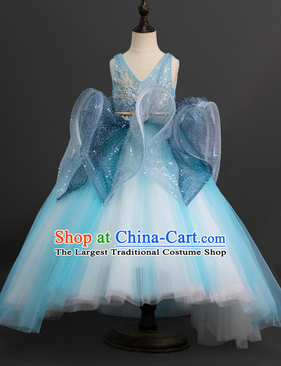 Custom Children Piano Recital Bubble Dress Girl Birthday Fashion Flower Princess Full Dress Kid Formal Clothing
