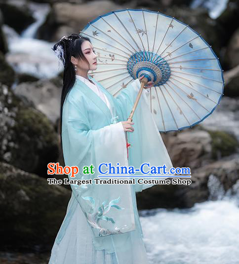 China Ancient Fairy Princess Green Hanfu Dress Clothing Traditional Jin Dynasty Swordswoman Historical Garment Costumes