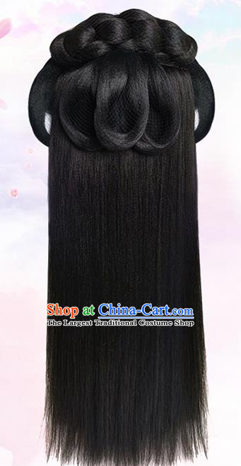 China Ancient Princess Wigs Traditional Hanfu Hair Accessories Ming Dynasty Noble Lady Wig Sheath Hairpieces
