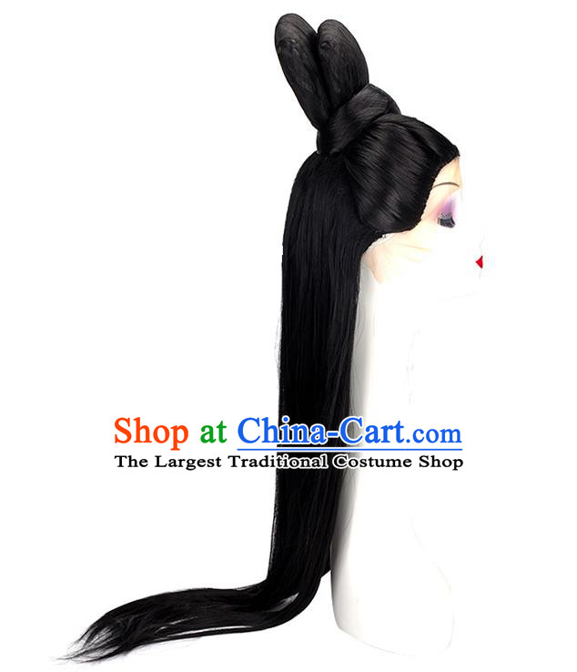 China Ancient Court Beauty Wigs Traditional Hanfu Chignon Hairpieces Song Dynasty Young Woman Wig Sheath