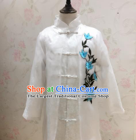 Chinese Children Stage Show Clothing Boys Cross Talk Performance Costumes Tang Suit White Uniforms