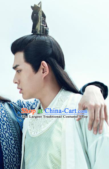 Handmade Chinese Tang Dynasty Royal Prince Wigs Ancient Childe Headwear Drama Qing Yu Nian Li Hongchen Chignon Headdress